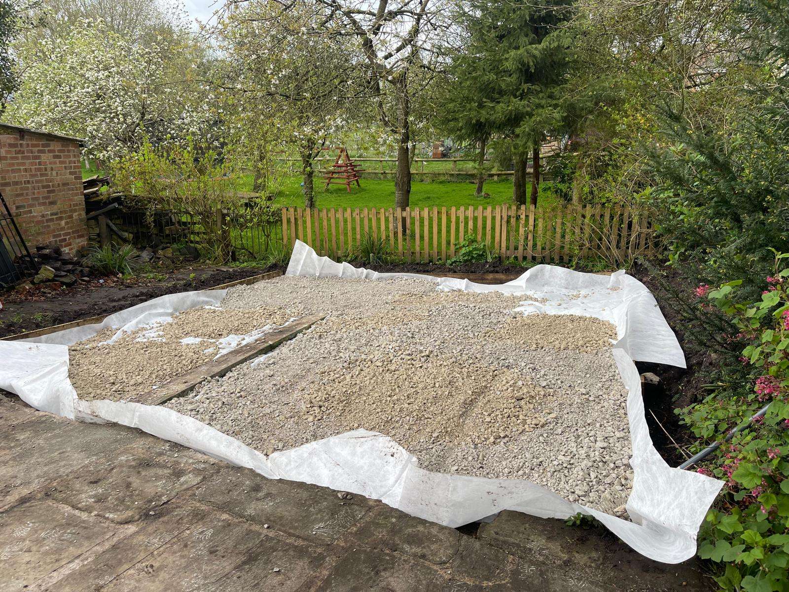 Terram covered in gravel