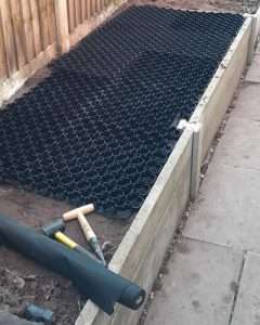 Bodpave laid down ready to be filled with gravel