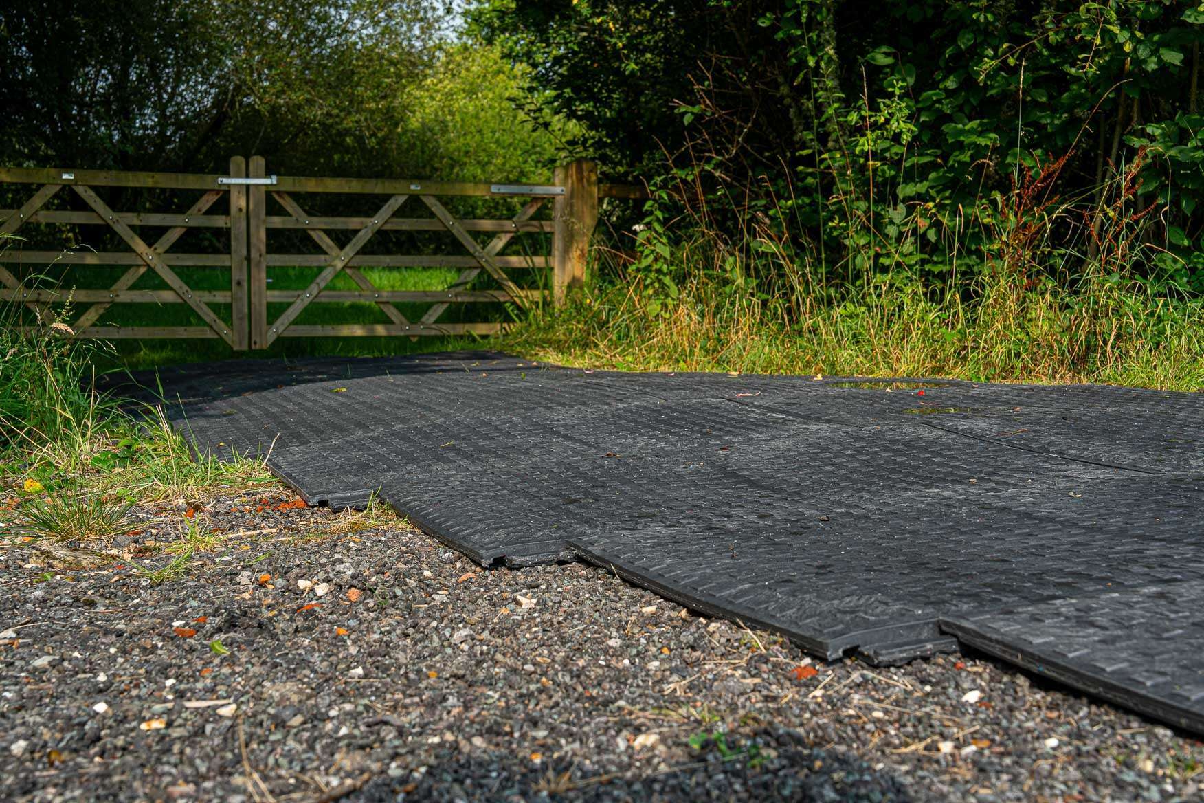 temporary access boards in use near a gate