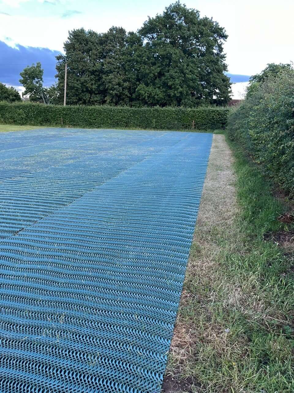 Heavy grass reinforcement mesh installed for overflow parking at Battlers Green Farm