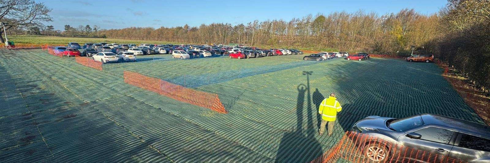 Grass Reinforcement Mesh for Seasonal Overflow Parking at Designer Outlet York