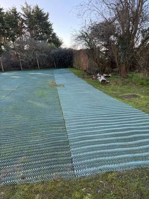 Additional heavy grass reinforcement mesh installed after a return visit at Hillingdon Pentecostal Church